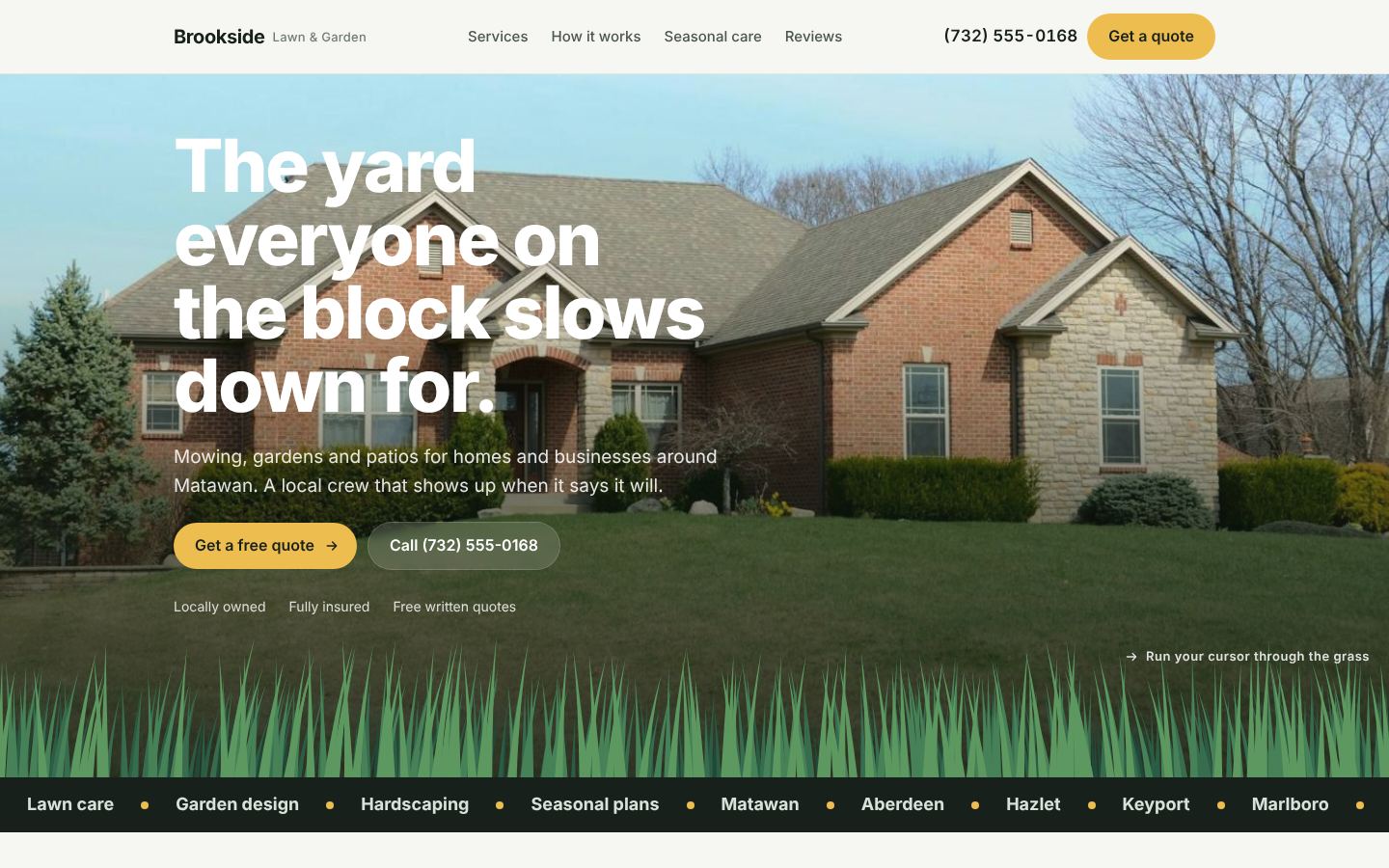 Brookside Lawn & Garden — lawn care website example