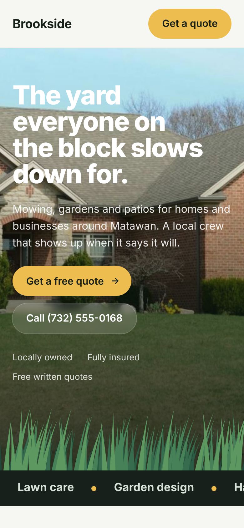 Brookside example site on a phone