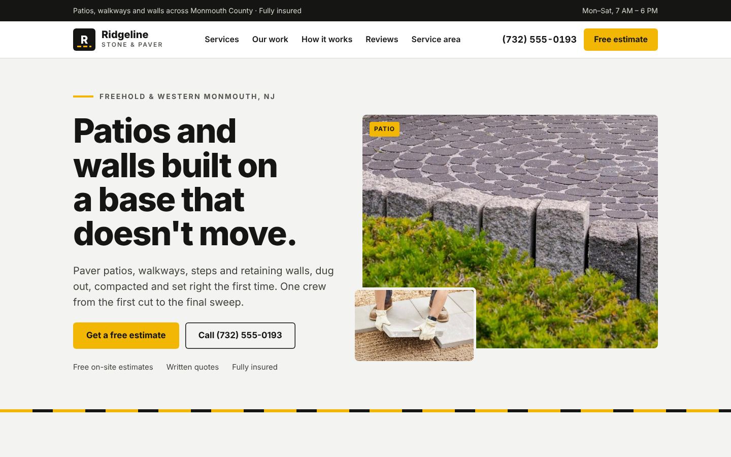 Ridgeline Stone & Paver — hardscaping website example